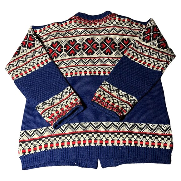 Vintage Gann Sporty Ren Ny Ull Knit Blue Cardigan Sweater Metal Hooks Women’s 50 - Picture 8 of 10